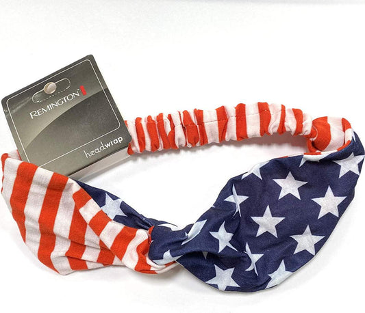 Remington American Flag Headband 3.5 Wide USA Hair Band Patriotic Twisted Headband Turban Style in Red White and Blue Stars and Stripes