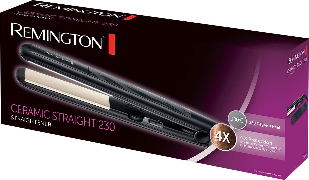 Remington Ceramic Straight 230 Hair Straighteners, 15 Seconds Heat Up Time with Variable Temperature Setting - S3500, Black