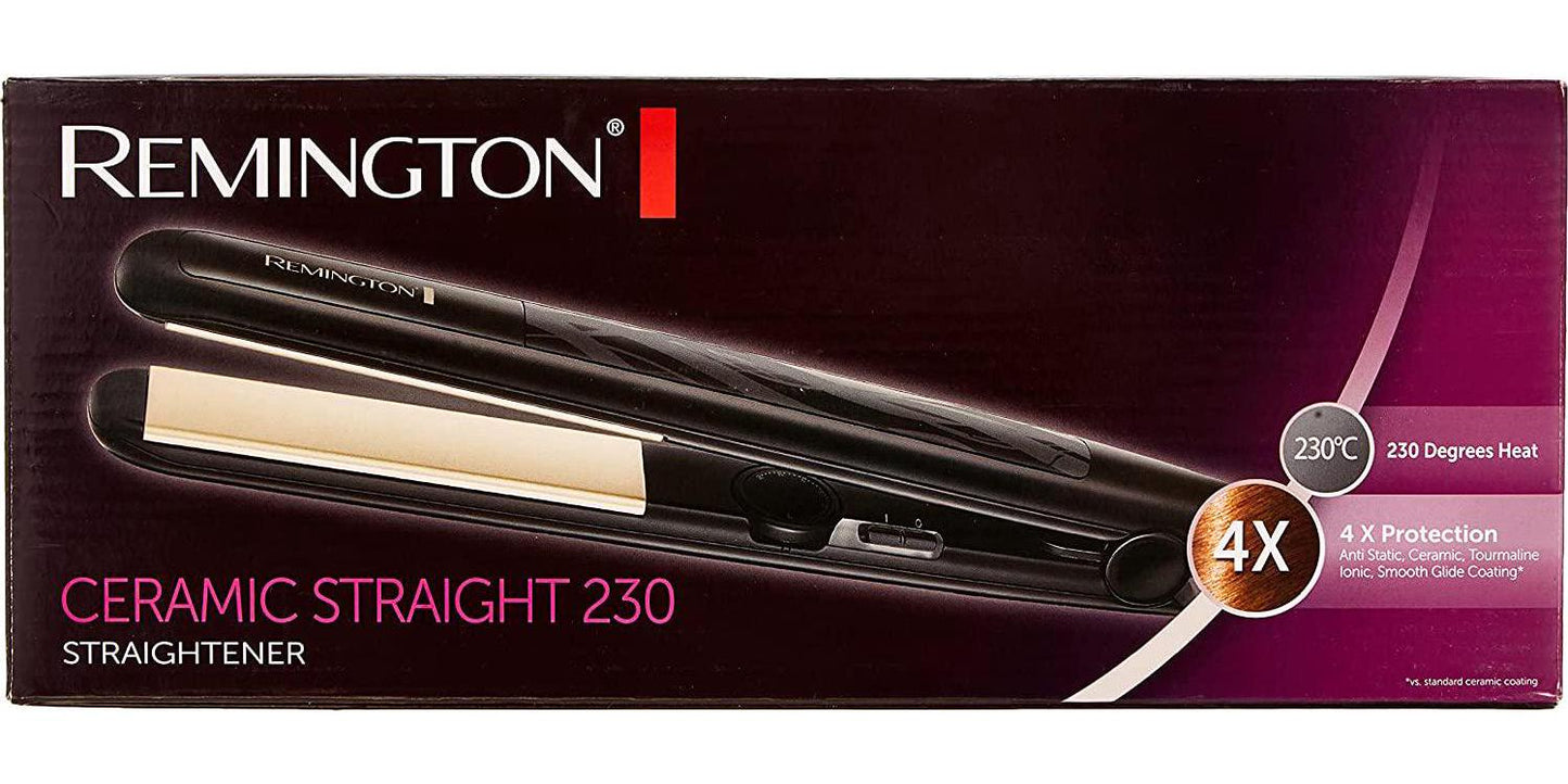 Remington Ceramic Straight 230 Hair Straighteners, 15 Seconds Heat Up Time with Variable Temperature Setting - S3500, Black