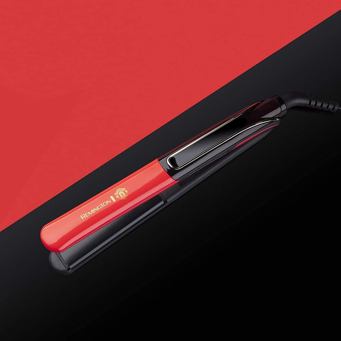 Remington Manchester United Sleek and Curl Expert Ceramic Hair Straighteners Including Heat Mat and Storage Pouch, Black and Red