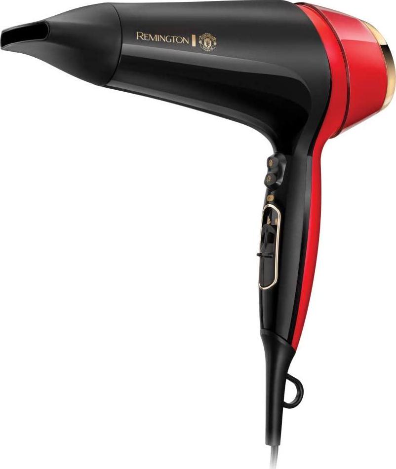 Remington Manchester United Thermacare Pro 2400 Ionic Hair Dryer Performance Variable Heat and Speed Settings Including Storage Bag, Black and Red