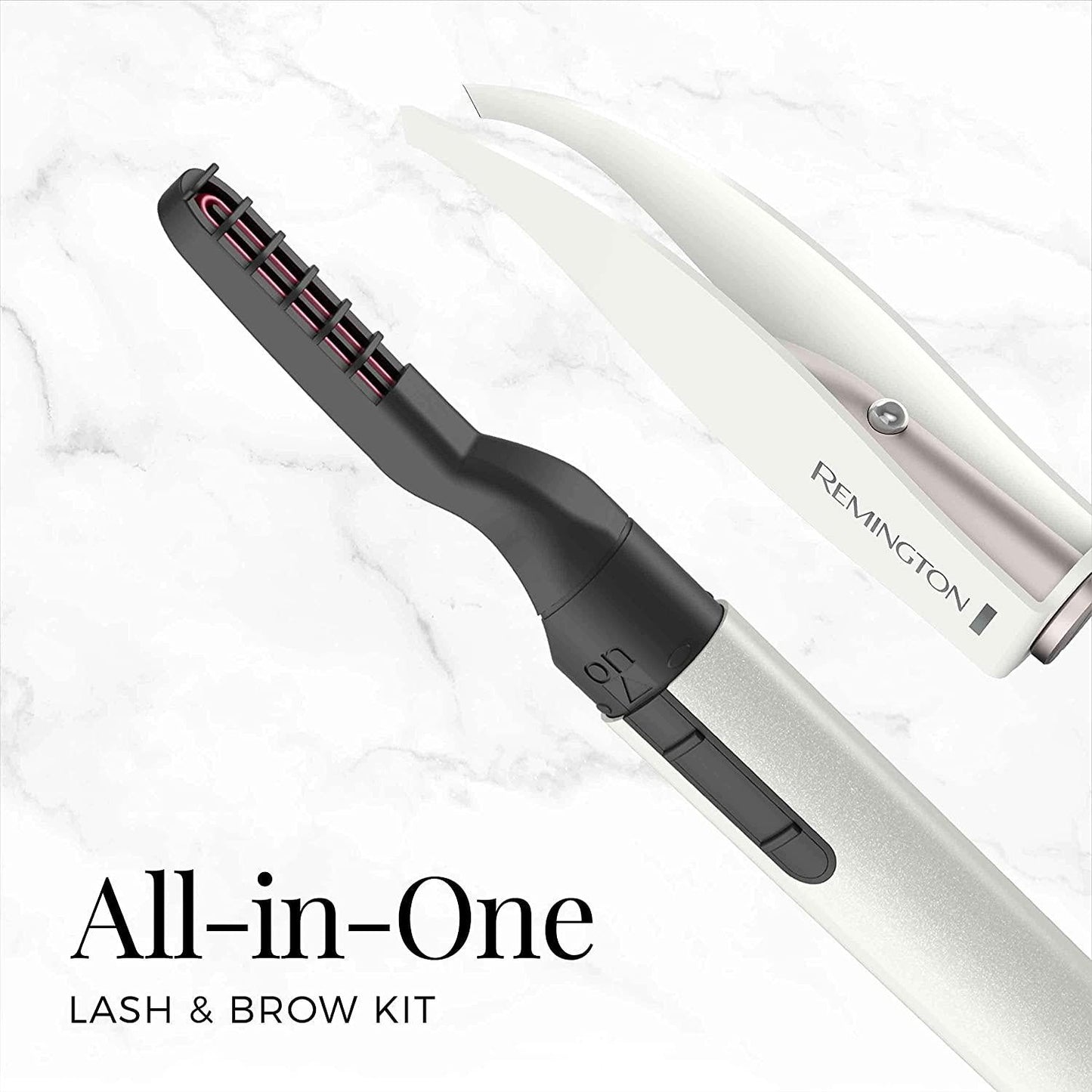 Remington Reveal Lash and Brow Kit, Heated Eyelash Curler and Precision Tweezers with LED light (EC300B)