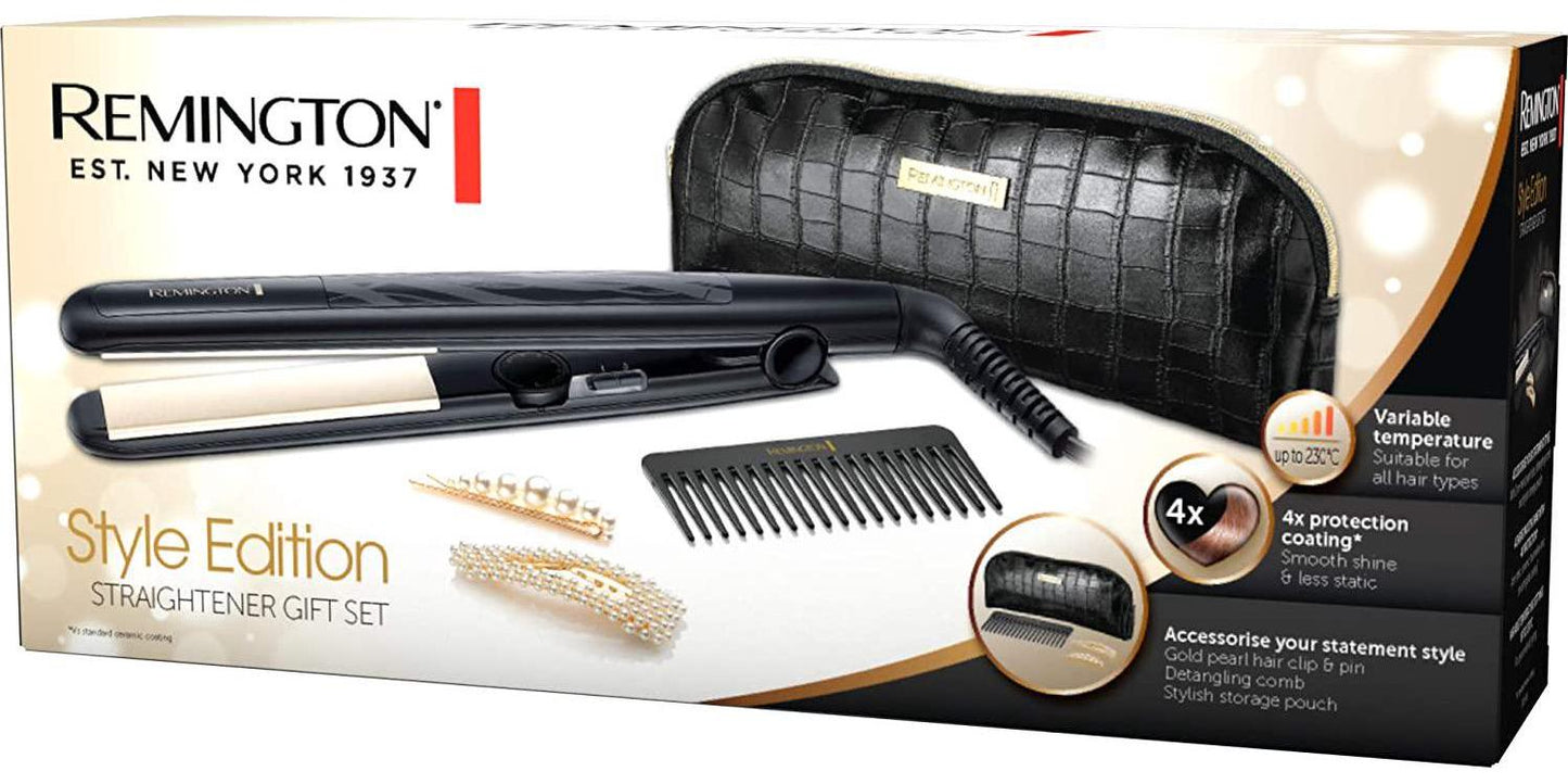 Remington S0100AU Style Function Straightener Gift Set Includes 2 PearlGold Clips, 1 Count