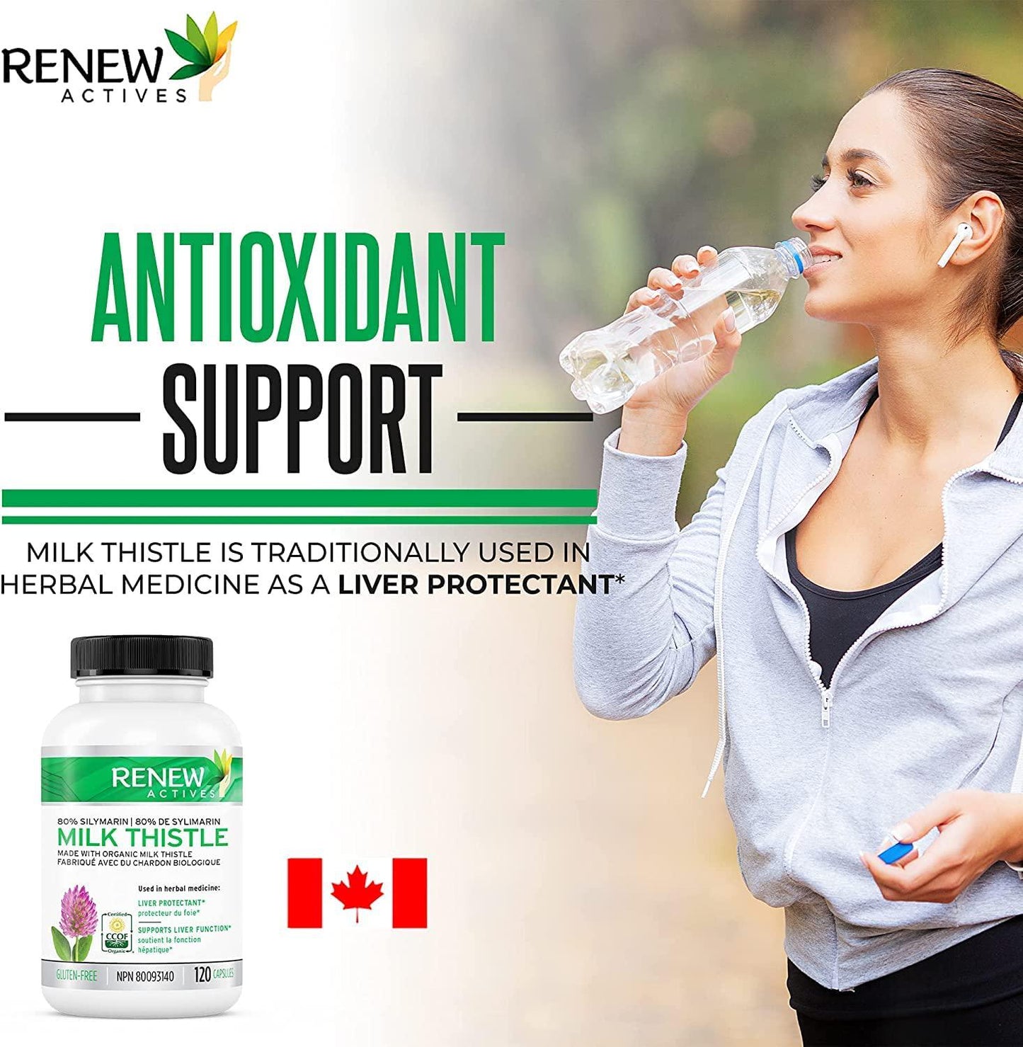 Renew Actives Milk Thistle Capsules: 300mg Organic Milk Thistle Seed Extract Supplement to Support Healthy Liver Function - Highly Concentrated Formula with Standardized Silymarin - 120 Veggie Pills