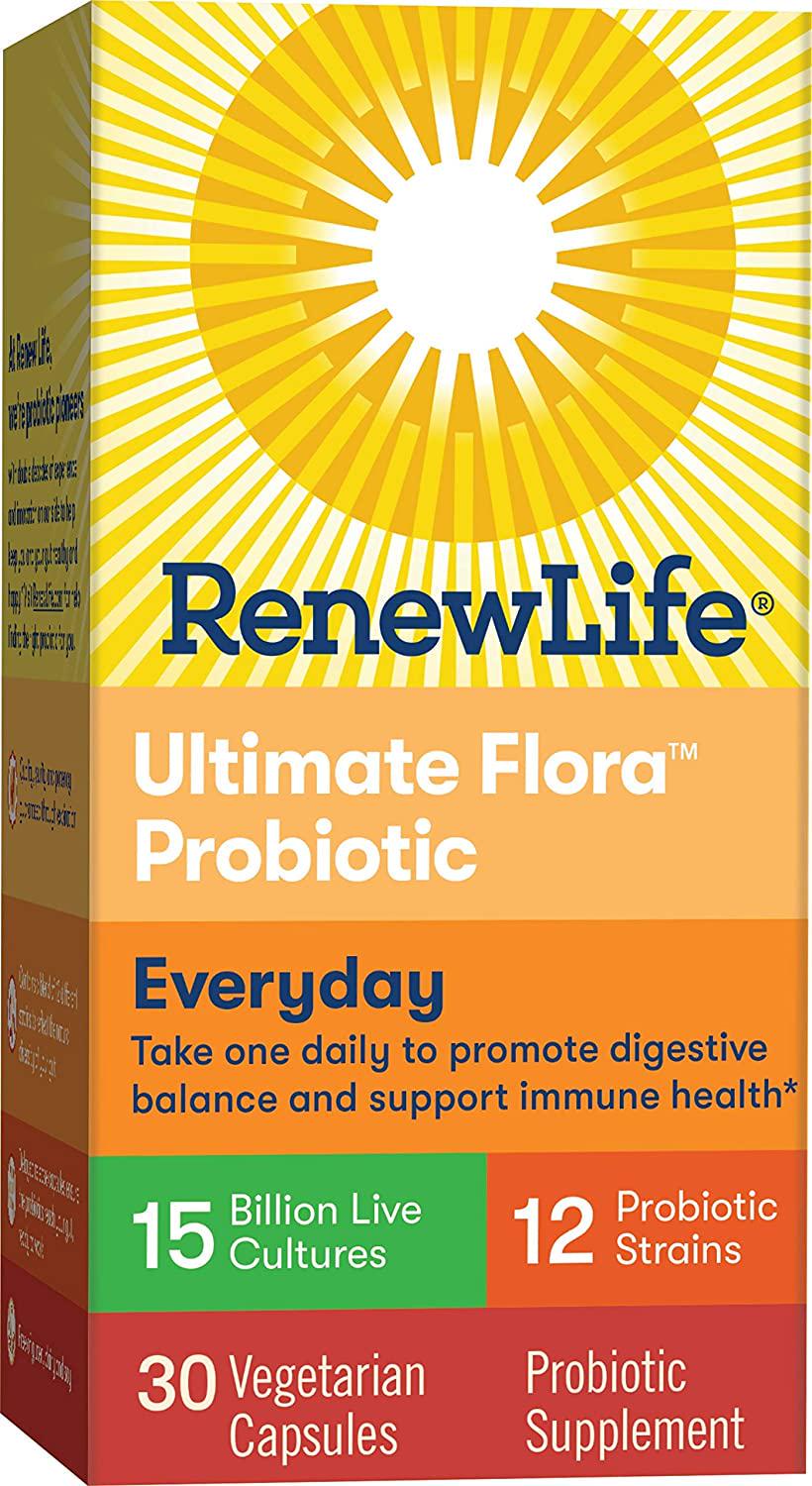 Renew Life Adult Probiotic - Ultimate Flora Everyday Probiotic Supplement - Gluten, Dairy and Soy Free - 15 Billion CFU - 30 Vegetarian Capsules