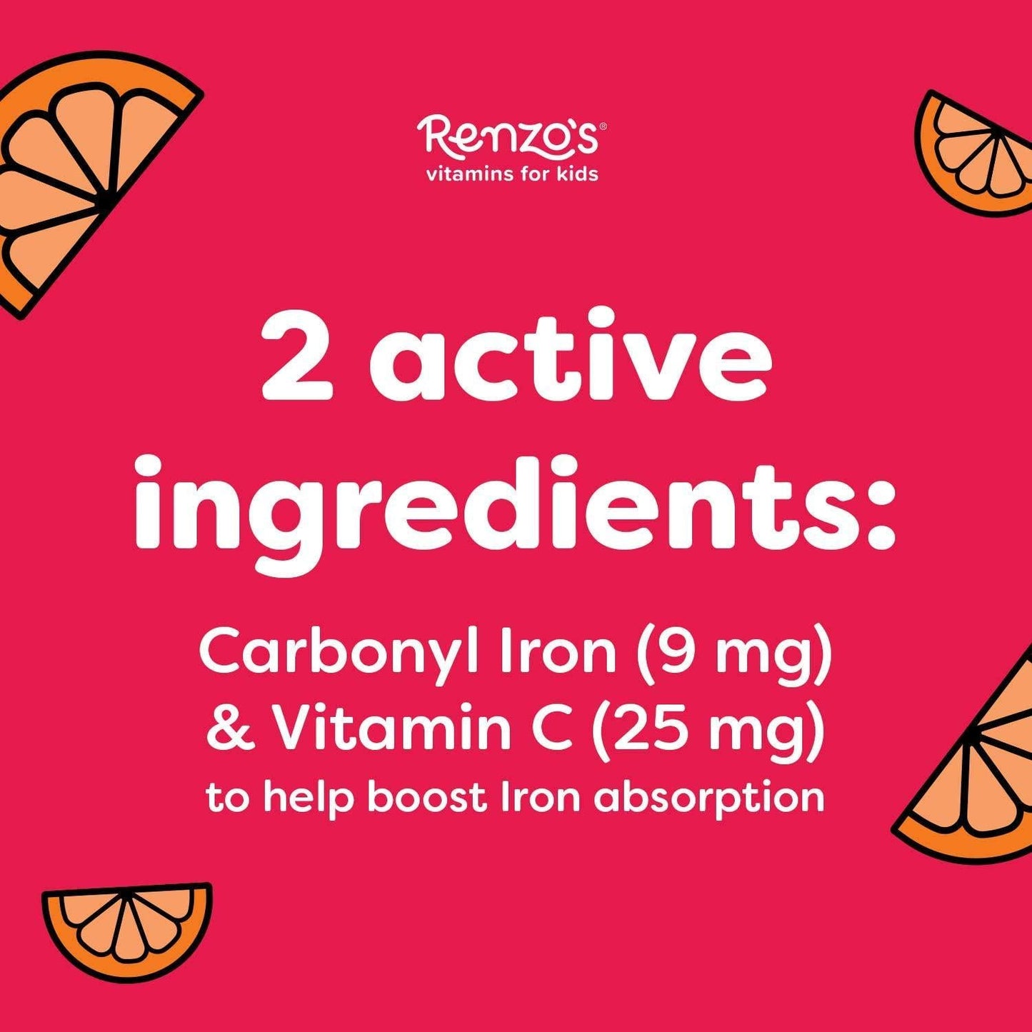 Renzo's Iron Strong, Dissolvable Vegan Vitamins for Kids, Zero Sugar, Oh-Oh-Oh Orange Flavor, 90 Melty Tabs