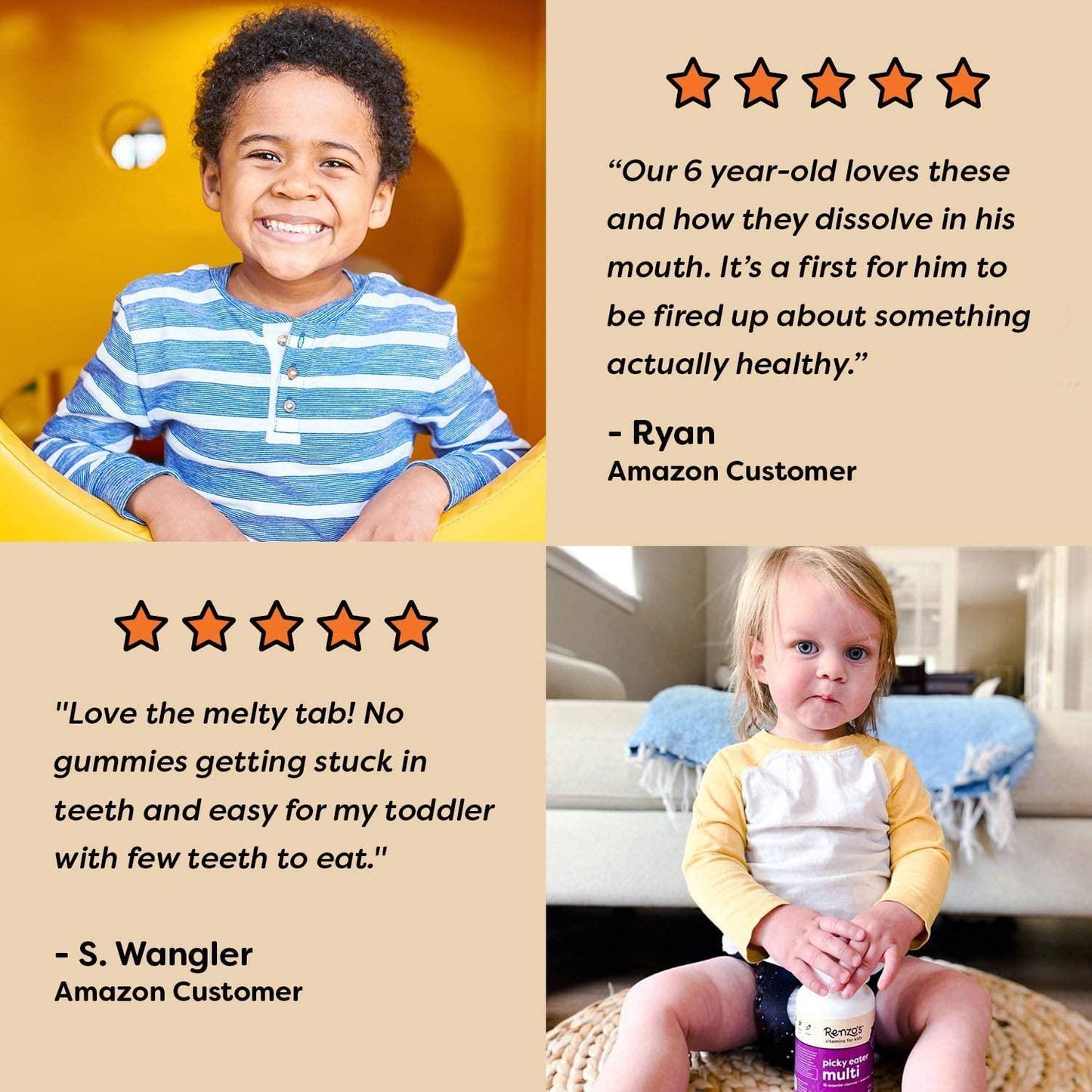 Renzo's Picky Eater Multi, Vegan Dissolvable Vitamins for Kids, Zero Sugar, Cherry Cherry Mo' Cherry Flavour, 60 Melty Tabs