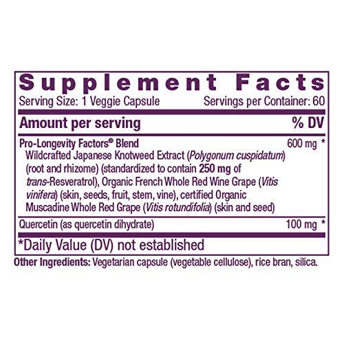 Reserveage, Resveratrol 250 mg, Antioxidant Supplement for Heart and Cellular Health, Supports Healthy Aging, Paleo, Keto, 60 Capsules