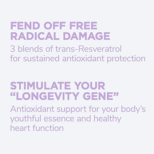 Reserveage, Resveratrol 250 mg, Antioxidant Supplement for Heart and Cellular Health, Supports Healthy Aging, Paleo, Keto, 60 Capsules