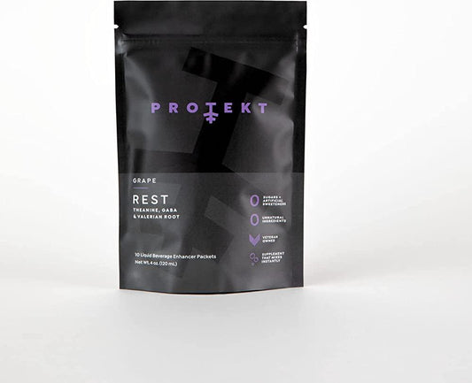 Rest Liquid Supplement Packets with Valerian Root, GABA and Theanine for Enhanced Sleep Support | Protekt (Grape, Pack of 10)