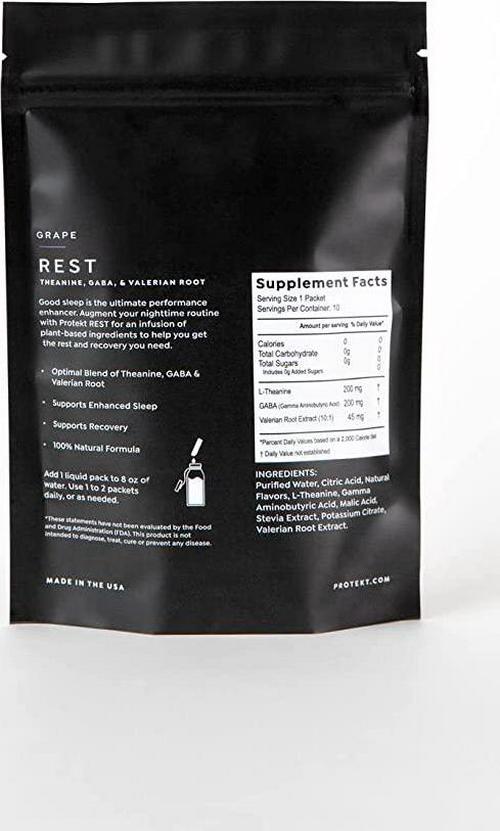 Rest Liquid Supplement Packets with Valerian Root, GABA and Theanine for Enhanced Sleep Support | Protekt (Grape, Pack of 10)