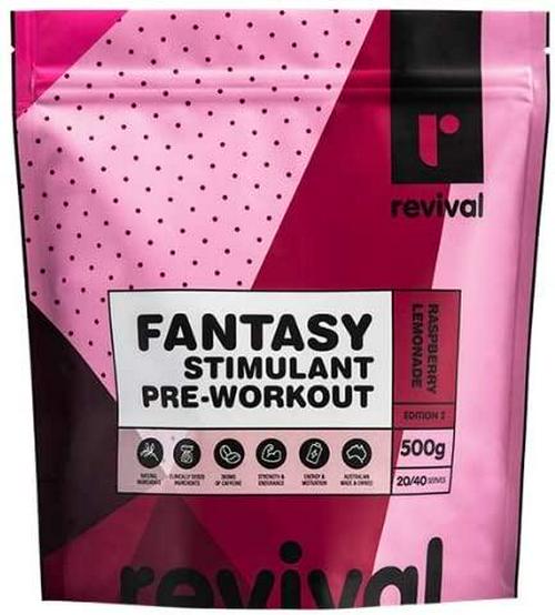 Revival Fantasy Pre Workout | Performance Focused | Clean Energy | | 20/40 Servings, 20-40 servings, Raspberry Lemonade 500 grams