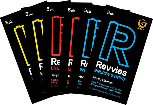 Revvies Energy Strips | Ultimate Sampler Pack | 30 Strips | 40mg Caffeine Strip | 2 Strip = Coffee/Energy Drink | Less Than 2 Calories | Vegan | 6 x 5PK