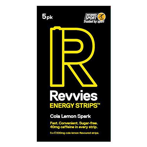 Revvies Energy Strips | Cola Lemon | 50 Strips | 40mg Caffeine Strip | 2 Strip = Coffee/Energy Drink | Less Than 2 Calories | Vegan | 10 x 5PK