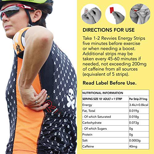 Revvies Energy Strips | Cola Lemon | 50 Strips | 40mg Caffeine Strip | 2 Strip = Coffee/Energy Drink | Less Than 2 Calories | Vegan | 10 x 5PK