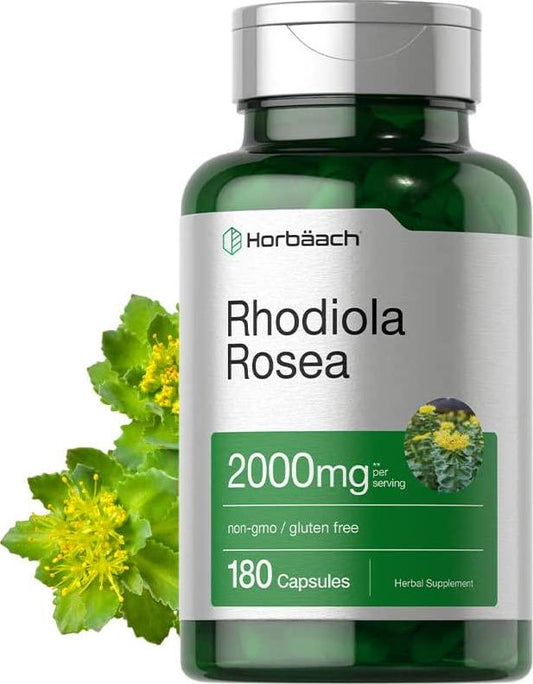 Rhodiola Rosea Root Extract 2000mg | 180 Capsules | Non-GMO, Gluten Free Supplement | by Horbaach