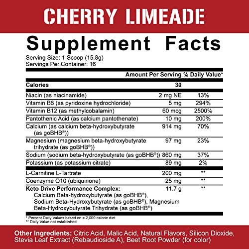 Rich Piana 5% Nutrition Keto aSALT Legendary BHB Salts, Exogenous Ketones Supplement Drink Powder, Stay in Ketosis, Improve Energy and Focus, Burn Stored Fat, 8.9 oz, 16 Servings (Cherry Limeade)