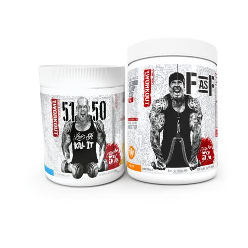 Rich Piana 5% Nutrition Bundle | 5150 High-Stim Pre-Workout (Rocket Pop) + FasF Stim-Free Nitric Oxide Booster Pre-Workout (Push Pop)