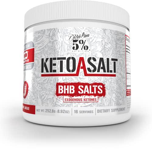 Rich Piana 5% Nutrition Keto aSALT Legendary BHB Salts, Exogenous Ketones Supplement Drink Powder, Stay in Ketosis, Improve Energy and Focus, Burn Stored Fat, 8.9 oz, 16 Servings (Cherry Limeade)