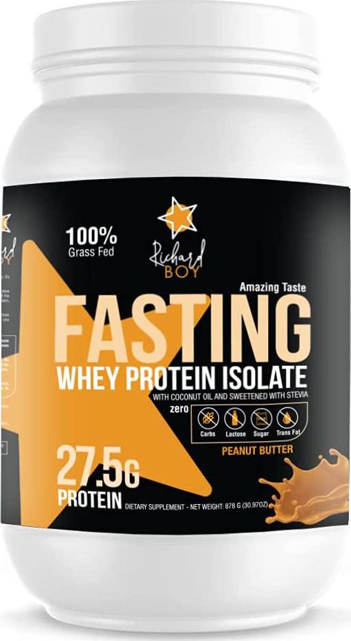 RichardBoy Richard Boy Fasting Whey Protein Isolate Peanut Butter Flavor- 100 Natural Powder -100 Grass-Fed -Gluten Free Keto -with Coconut Oil Shake (2 Pounds)