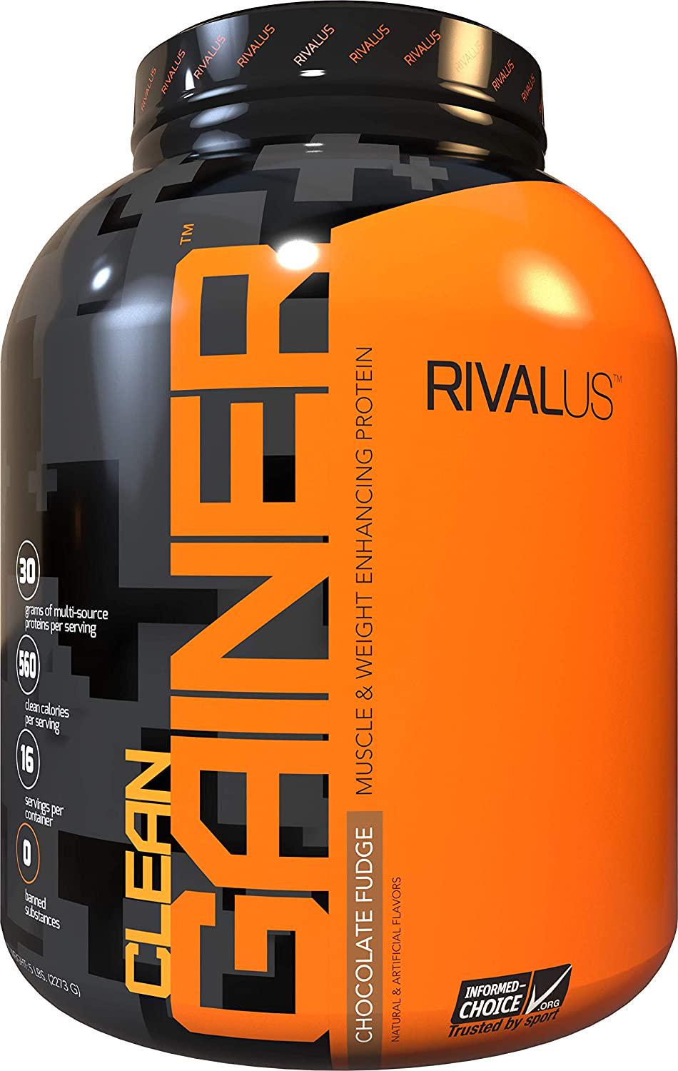 Rivalus Clean Gainer Protein Powder 5 lb, Rich Chocolate, Rich Chocolate, 2268 grams