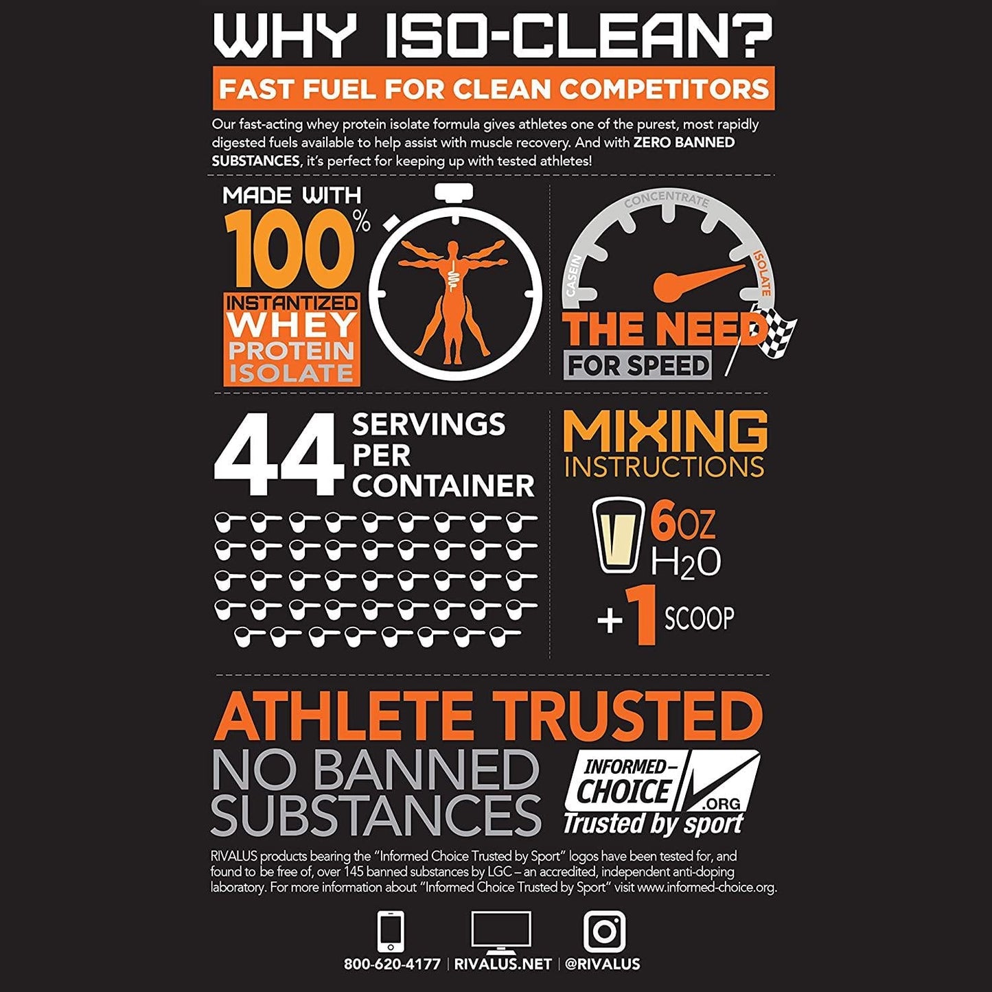 Rivalus Iso-clean Protein, Smooth Vanilla, 3 Lb - 100% Whey Isolate Protein, Fast Digesting, Zero Gluten, Zero Fat, Clean Nutritional Profile, No Banned Substances, Made In Usa