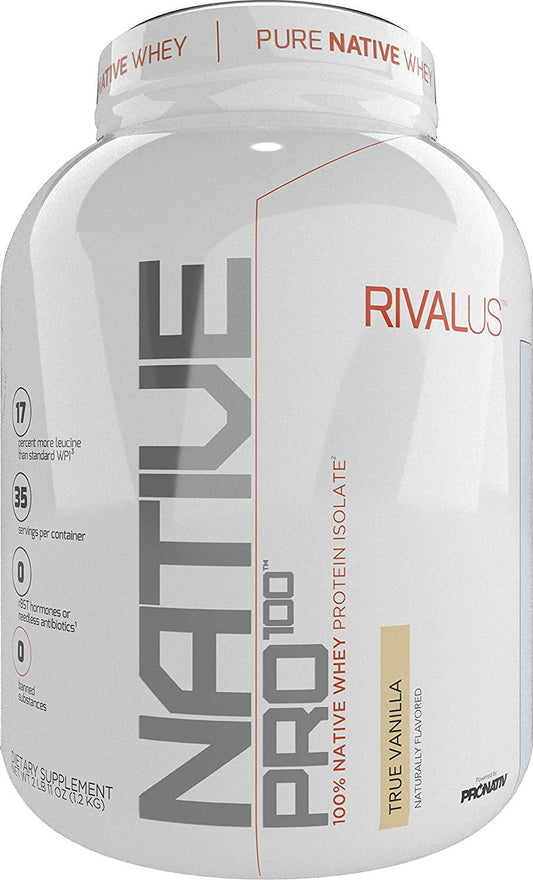 Rivalus Native Pro 100 Protein Powder Blend, Vanilla, 3.2 Pound
