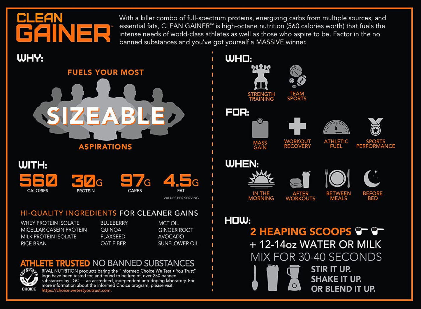 Rivalus Nutrition Clean Gainer - Cinnamon Toast Cereal, 5lbs