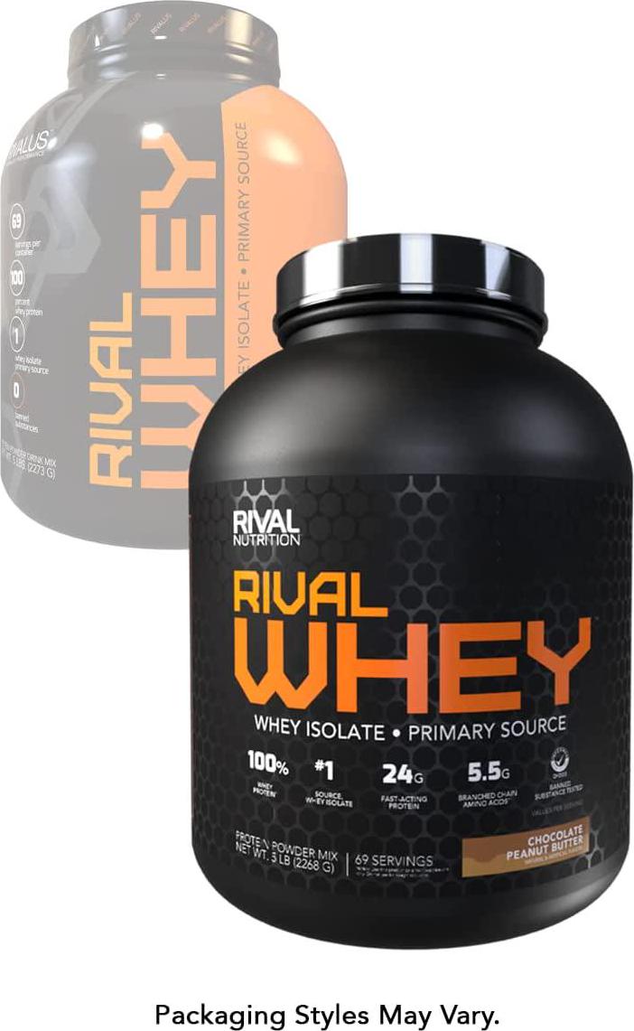 Rivalus Rivalwhey Chocolate Peanut Butter 5lb - 100% Whey Protein, Whey Protein Isolate Primary Source, Clean Nutritional Profile, BCAAs, No Banned Substances, Made in USA
