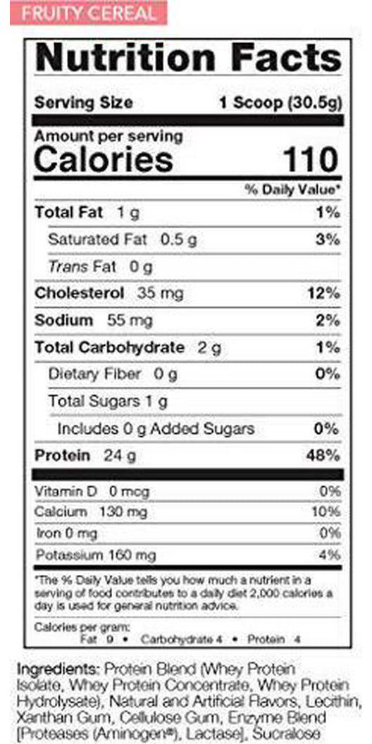Rivalus Rivalwhey Fruity Cereal 1lb - 100% Whey Protein, Whey Protein Isolate Primary Source, Clean Nutritional Profile, BCAAs, No Banned Substances, Made in USA