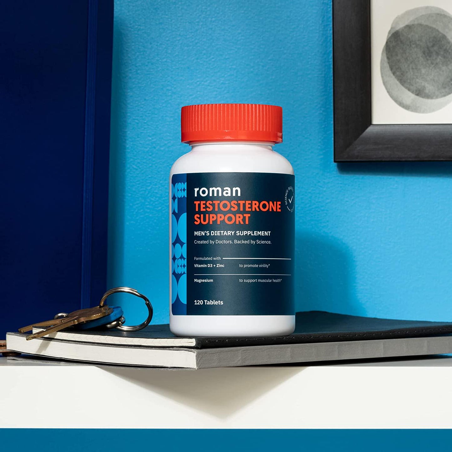 Roman Testosterone Support | Hormone-Free Men's Daily Nutritional Supplement with Ashwagandha to Support Healthy Testosterone Levels and Magnesium to Support Muscle Health | 30-Day Supply (120 Tablets)