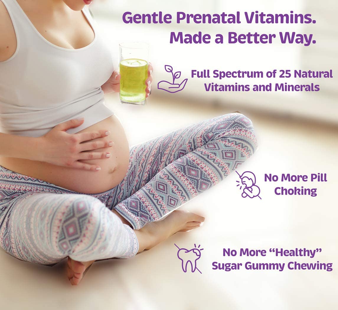 Rootd - Powder Prenatal Vitamin - Pregnancy Multivitamin with 25 Vitamins and Minerals A, C, D, E, B12, B6, K, Iron, Folate, Probiotics, Organic Super Greens | Lemon Ginger | 24 Effervescent Stick Packs