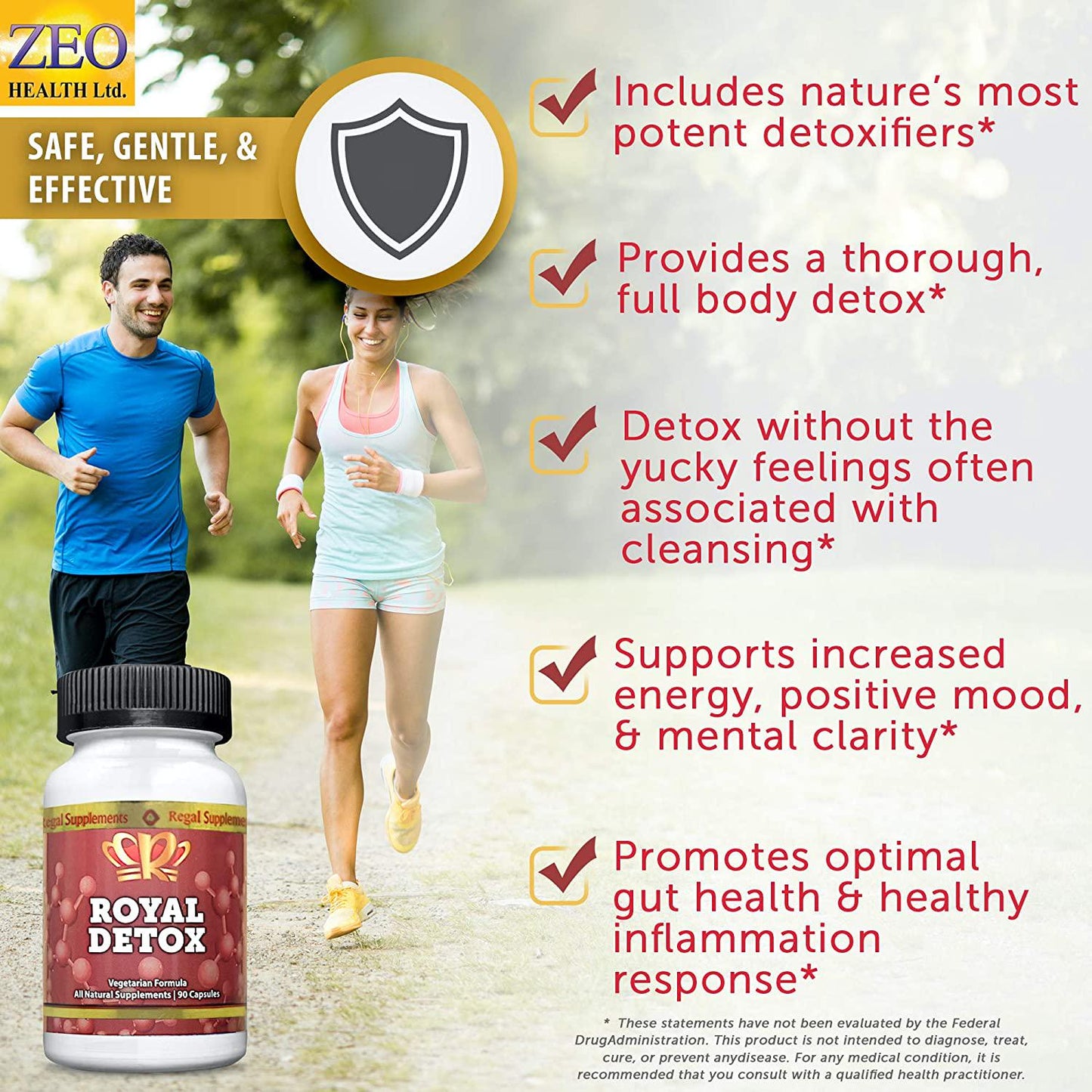 Royal Detox | Natural Cleanse with Spirulina, Chlorella, Cilantro, Zeolite and Apple Pectin | Supports Optimal Energy, Colon Health, Positive Mood, Immune Defense and Reduced Inflammation (90 Capsules)