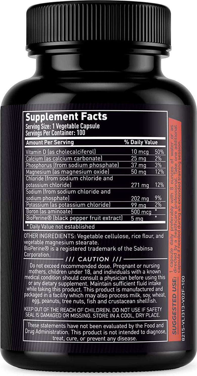 Runner's Electrolytes - Stop Cramps Now - Boosts Endurance and Stops Muscle Fatigue - Salt Electrolyte Pills - Boosts Hydration - Replenishes Exact Electrolytes Lost While Running - 100 Capsules
