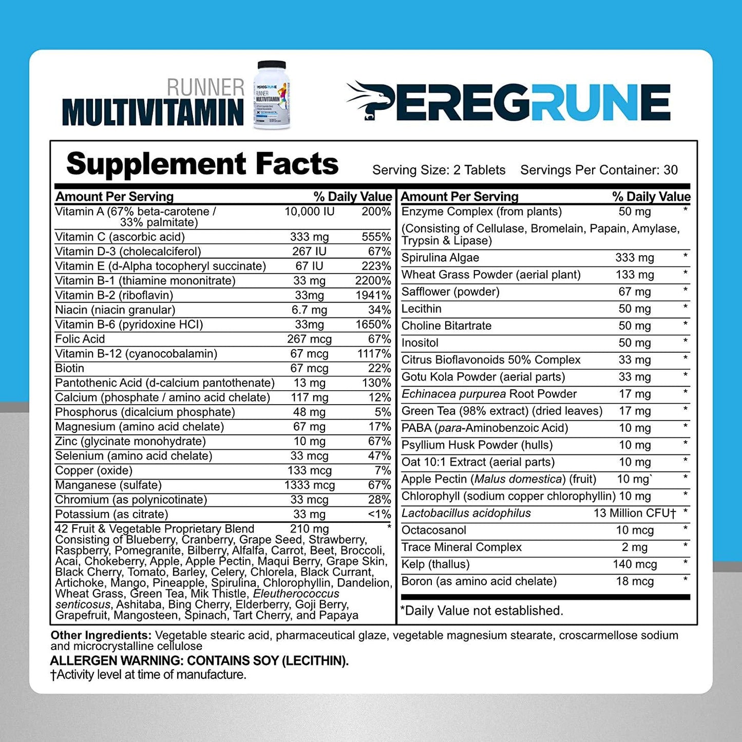 Runner Vitamin: Engineered Multivitamin for Runners | Antioxidants for Health and Recovery | Vitamin B Complex for Running Endurance, Energy, VO2 Max, | Probiotics and Whole Foods | Vegan