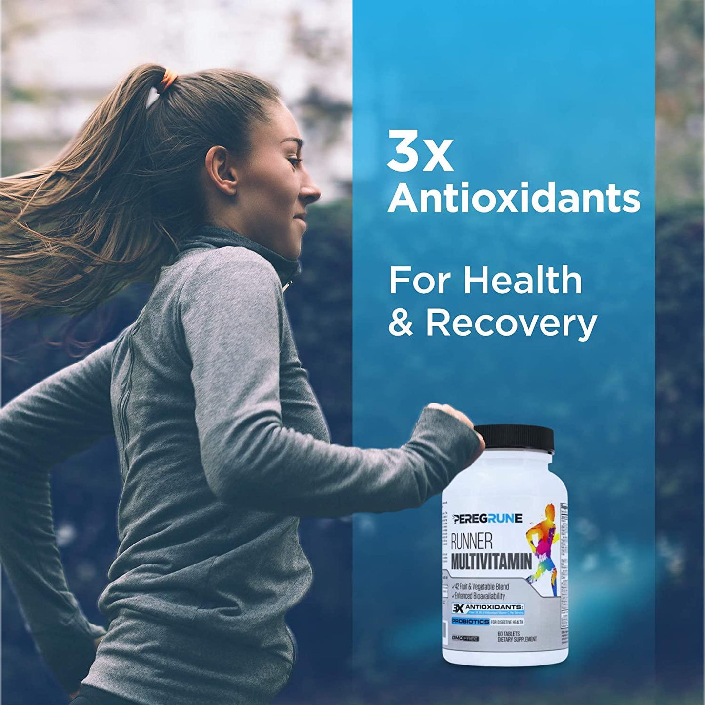 Runner Vitamin: Engineered Multivitamin for Runners | Antioxidants for Health and Recovery | Vitamin B Complex for Running Endurance, Energy, VO2 Max, | Probiotics and Whole Foods | Vegan