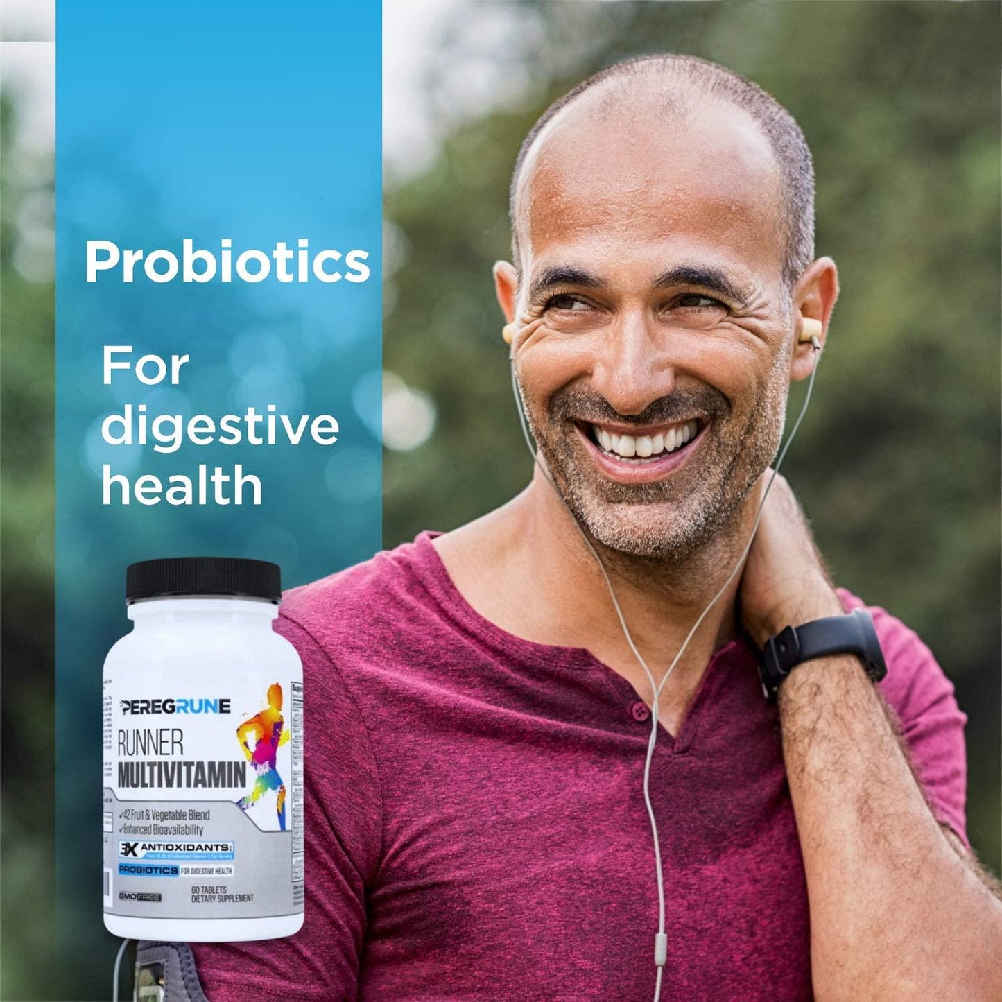Runner Vitamin: Engineered Multivitamin for Runners | Antioxidants for Health and Recovery | Vitamin B Complex for Running Endurance, Energy, VO2 Max, | Probiotics and Whole Foods | Vegan