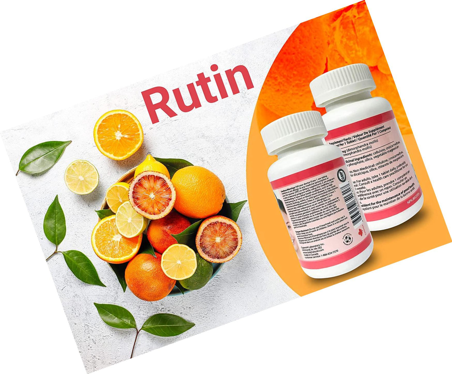 Rutin 50mg 90 Tablets [1 Bottle] by Total Natural, Anti-inflammatory, Help Absorb and Utilize Vitamin C, Improved Vascular Health, Vision Care