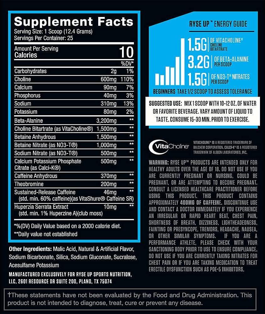 Ryse Baja Blast Blackout Pre Workout Dietary Supplement, 25 Serve, Multicolour, 310 g (Pack of 1) (RY-BP25BB)