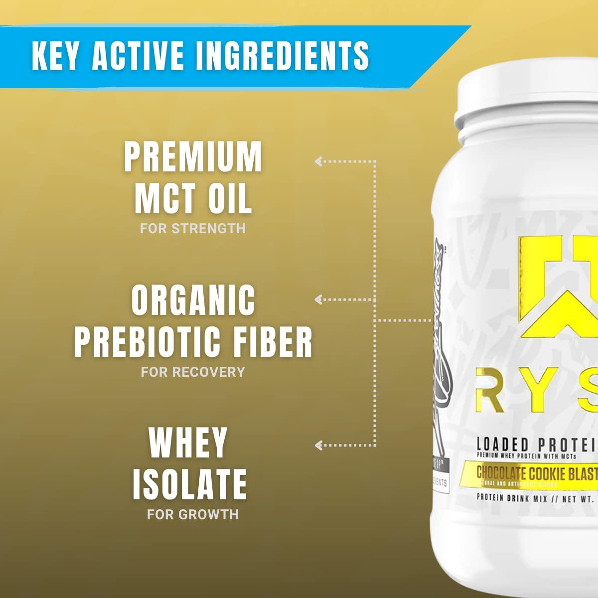 Ryse Loaded Protein Chocolate Cookie Blast | 24-25g Premium Whey Protein | MCT Healthy Fats | 27 Serving | Organic Prebiotic Fiber | Low Carbs and Low Sugar | Easy Mixing and Amazing Taste