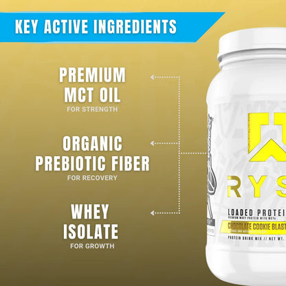 Ryse Loaded Protein Chocolate Cookie Blast | 24-25g Premium Whey Protein | MCT Healthy Fats | 27 Serving | Organic Prebiotic Fiber | Low Carbs and Low Sugar | Easy Mixing and Amazing Taste