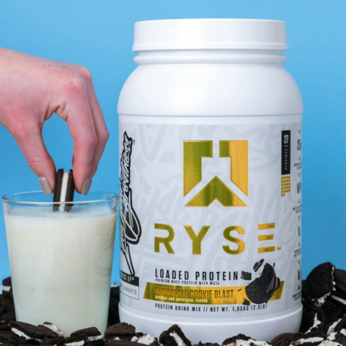 Ryse Loaded Protein Chocolate Cookie Blast | 24-25g Premium Whey Protein | MCT Healthy Fats | 27 Serving | Organic Prebiotic Fiber | Low Carbs and Low Sugar | Easy Mixing and Amazing Taste