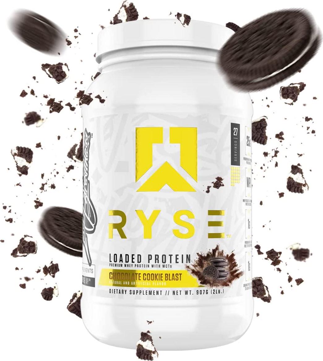 Ryse Loaded Protein Chocolate Cookie Blast | 24-25g Premium Whey Protein | MCT Healthy Fats | 27 Serving | Organic Prebiotic Fiber | Low Carbs and Low Sugar | Easy Mixing and Amazing Taste