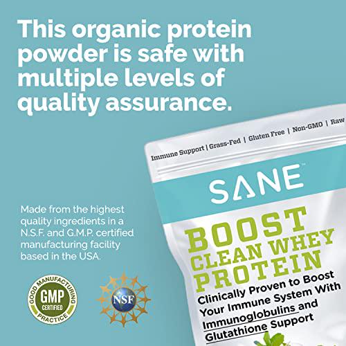 SANE Clean Whey Protein Powder Grass Fed Whey Protein Isolate Plain Unflavored 100% Pure Hormone-Free Non-GMO