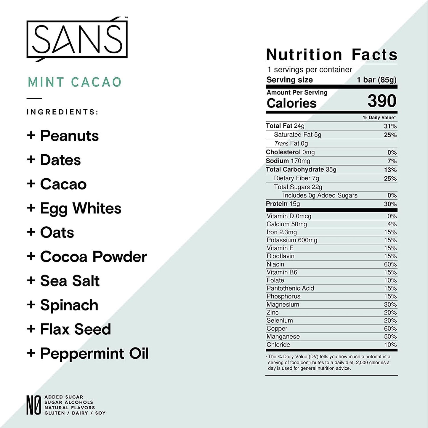 SANS Variety Meal Replacement Protein Bar | All-Natural Nutrition Bar With No Added Sugar | Dairy-Free, Soy-Free, and Gluten-Free | 16 Essential Vitamins and Minerals | (6 Pack)