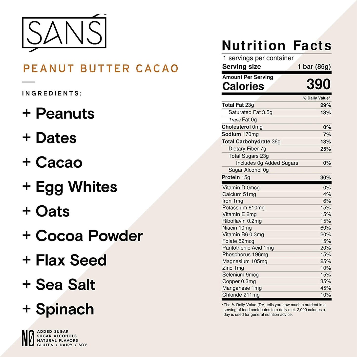 SANS Variety Meal Replacement Protein Bar | All-Natural Nutrition Bar With No Added Sugar | Dairy-Free, Soy-Free, and Gluten-Free | 16 Essential Vitamins and Minerals | (6 Pack)