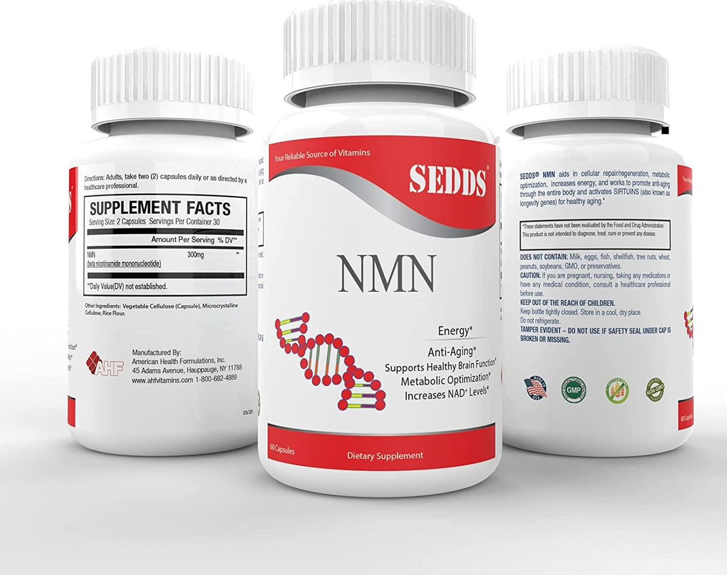 SEDDS NMN 300mg Per Serving (Beta Nicotinamide Mononucleotide) to Increase NAD+ Levels Riboside for Energy, Anti Aging, Brain Function Metabolic optimazation by SEDDS Supplements