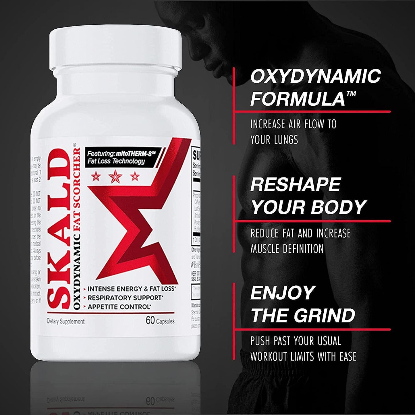 SKALD Thermogenic Fat Burner - Weight Loss Pills, Appetite Suppressant, Mood and Energy Booster with Respiratory Support - Premium Fat Burning Green Tea Extract, Juniper Berry Extract and More 60 caps