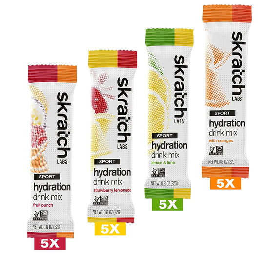 SKRATCH LABS Hydration Packets Hydration Drink Mix, Variety Pack (20 Single Serving Packets) - Electrolyte Powder Developed for Athletes and Sports Performance, Gluten Free, Vegan, Kosher