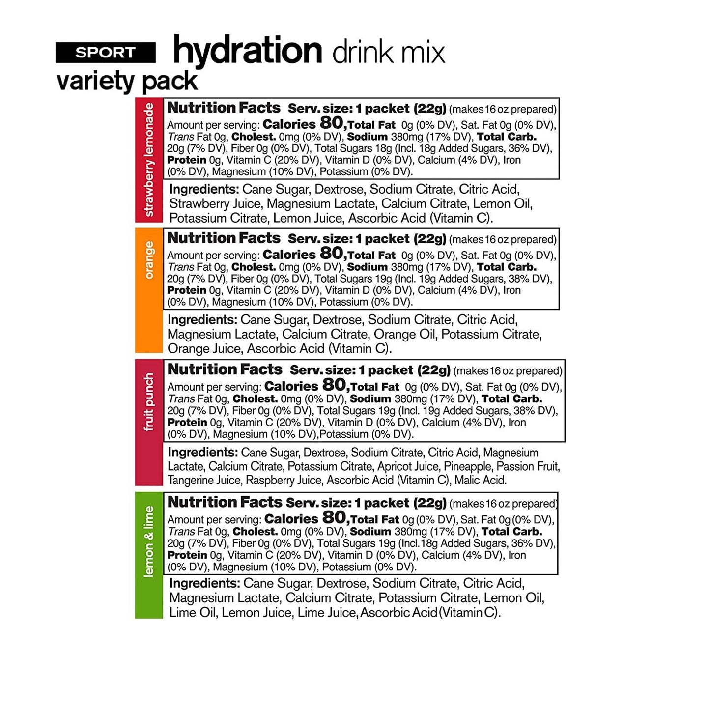 SKRATCH LABS Hydration Packets Hydration Drink Mix, Variety Pack (20 Single Serving Packets) - Electrolyte Powder Developed for Athletes and Sports Performance, Gluten Free, Vegan, Kosher